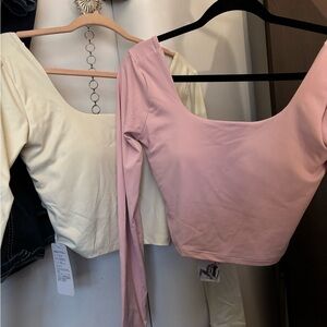 Women's Pink and Cream Long Sleeve Training Tops